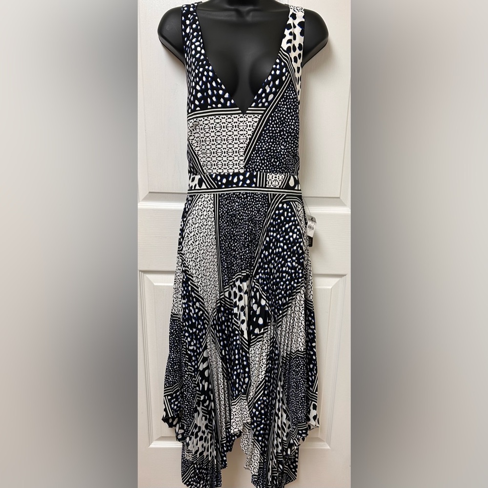 Express Blue, Black and White Asymmetrical A-line Sundress…gorgeous!!